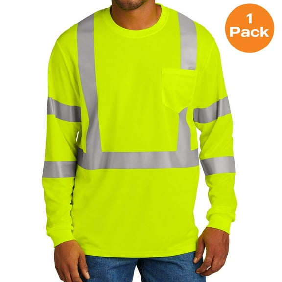 CornerStone CS203 ANSI 107 Class 3 Mesh Long Sleeve T-Shirt, Safety Orange, S This Breathable, Moisture-Wicking Mesh Tee Delivers The Highest ANSI Visibility