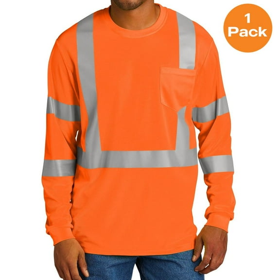 CornerStone CS203 ANSI 107 Class 3 Mesh Long Sleeve T-Shirt, Safety Orange, S This Breathable, Moisture-Wicking Mesh Tee Delivers The Highest ANSI Visibility