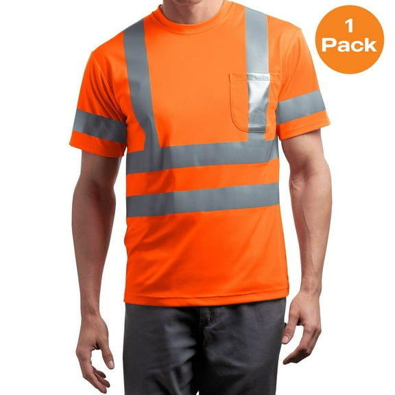 CornerStone CS408 Type R Class 3 Safety T-Shirt, Safety Orange, M 3.7-Ounce, 100% Polyester, Big and Tall Work Shirts