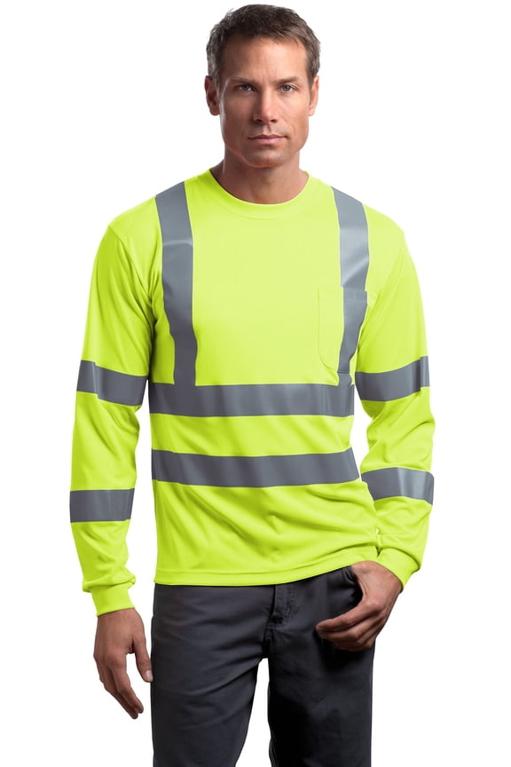 CS409 Mens ANSI 107 Class 3 Long Sleeve Snag-Resistant Reflective T-Shirt