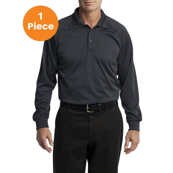 CornerStone CS410LS Select Long Sleeve Snag-Proof Tactical Polo, Charcoal, S, Mens Work Shirts
