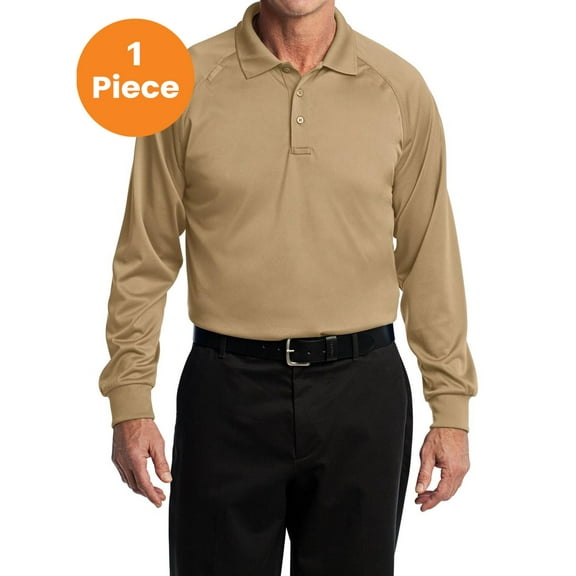 CornerStone CS410LS Select Long Sleeve Snag-Proof Tactical Polo, Tan, 2XL, Mens Work Shirts