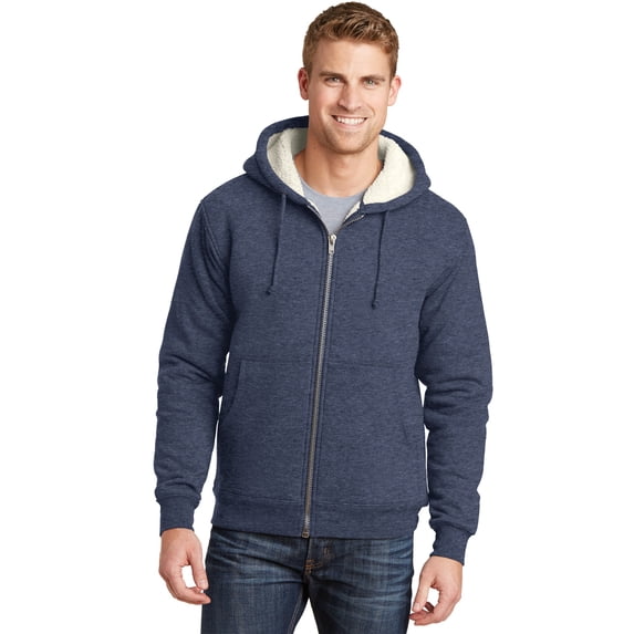 CornerStone CS625 Heavyweight Sherpa-Lined Hooded Fleece Jacket, Navy, 6XL, Mens Hoodies and Sweatshirts