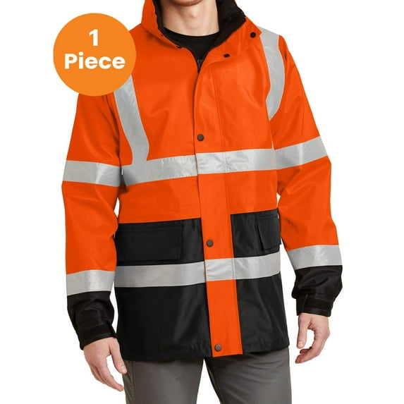 CornerStone CSJ24 Type R Class 3 Waterproof Parka, Safety Orange/ Black, M, Mens Work Jackets