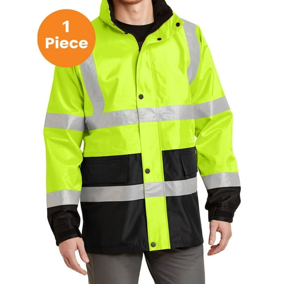 CornerStone CSJ24 Type R Class 3 Waterproof Parka, Safety Yellow/ Black, 3XL, Mens Work Jackets