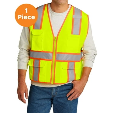 CornerStone CSV105 ANSI 107 Class 2 Surveyor Zippered Two-Tone Vest, Safety Yellow, S/M, Safety Vests