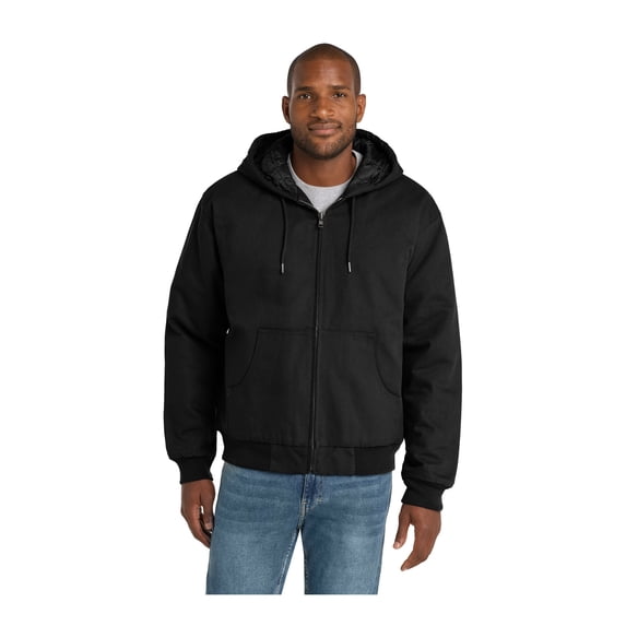 CornerStone Unisex Duck Cloth Hooded Work Jacket | Zip Up Outerwear for Men & Women with Insulated Hood & Hand Warmer Pockets