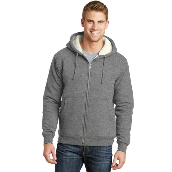 CornerStone Heavyweight Sherpa Lined Hooded Fleece Jacket-M (Grey)