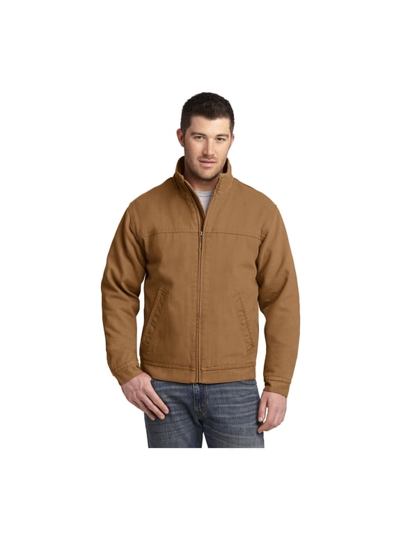 Unisex Washed Duck Cloth Flannel-Lined Work Jacket | Insulated Zip Up Outwear for Men & Women with 3 Pockets