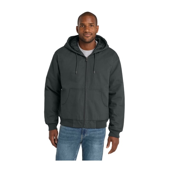 CornerStone Unisex Duck Cloth Hooded Work Jacket | Zip Up Outerwear for Men & Women with Insulated Hood & Hand Warmer Pockets