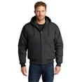 thumbnail image 1 of CornerStone Men’s Duck Cloth Hooded Work Jacket. J763H., Charcoal, S, 1 of 4