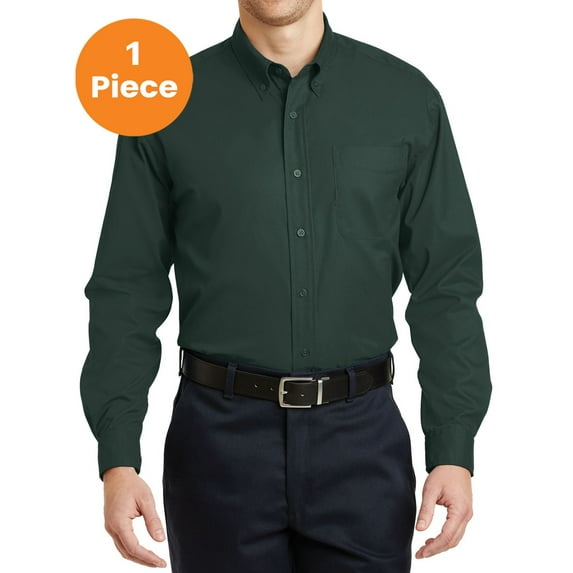 CornerStone Men’s Long Sleeve SuperPro Twill Shirt. SP17., Dark Green, XS, Mens Work Shirts