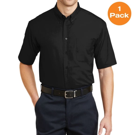 CornerStone Men’s Short Sleeve SuperPro Twill Shirt. SP18., Black, 2XL, Mens Work Shirts