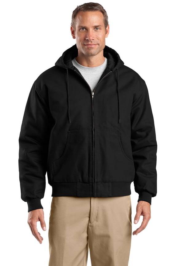 Men’s Tall Duck Cloth Hooded Work Jacket. TLJ763H., Black, 4XLT
