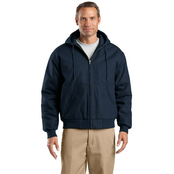 CornerStone Men’s Tall Duck Cloth Hooded Work Jacket. TLJ763H., Navy, XLT