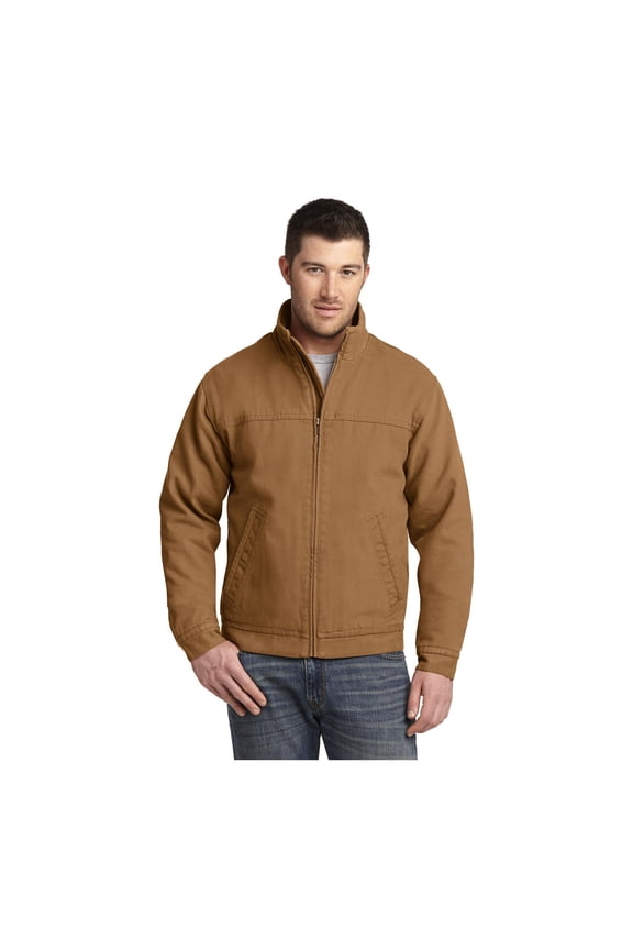 Unisex Washed Duck Cloth Flannel-Lined Work Jacket | Insulated Zip Up Outwear for Men & Women with 3 Pockets