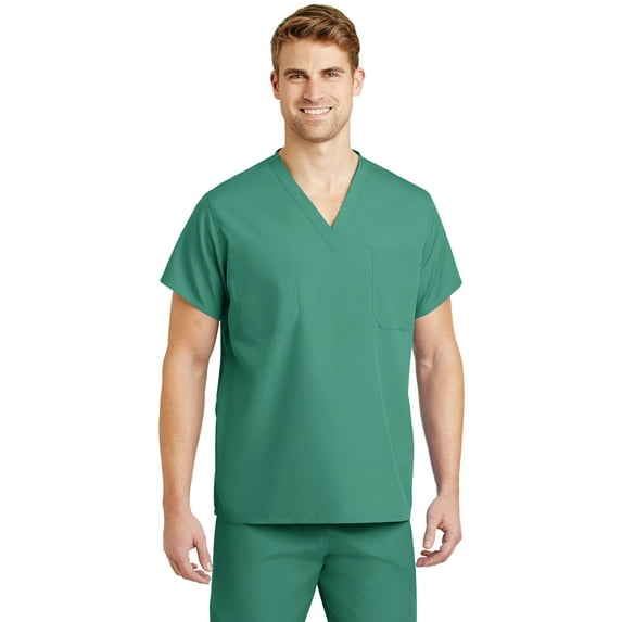 CornerStone Reversible V Neck Scrub Top-M (Jade Green)