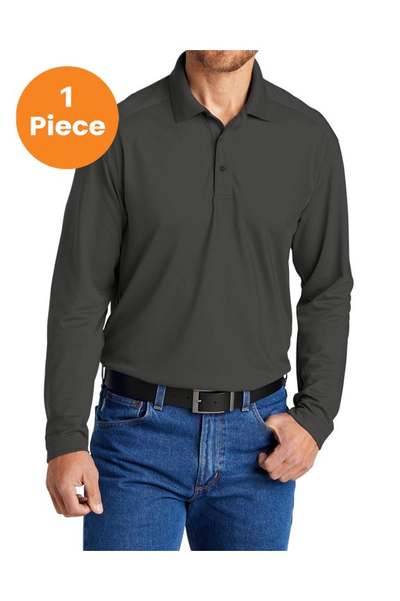 Select Lightweight Snag-Proof Long Sleeve Polo CS418LS, Charcoal, L, Mens Polo Shirts