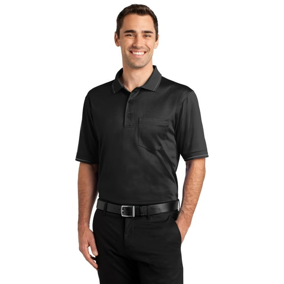 CornerStone Select Snag Proof Tipped Pocket Polo-M (Black/ Smoke Grey)
