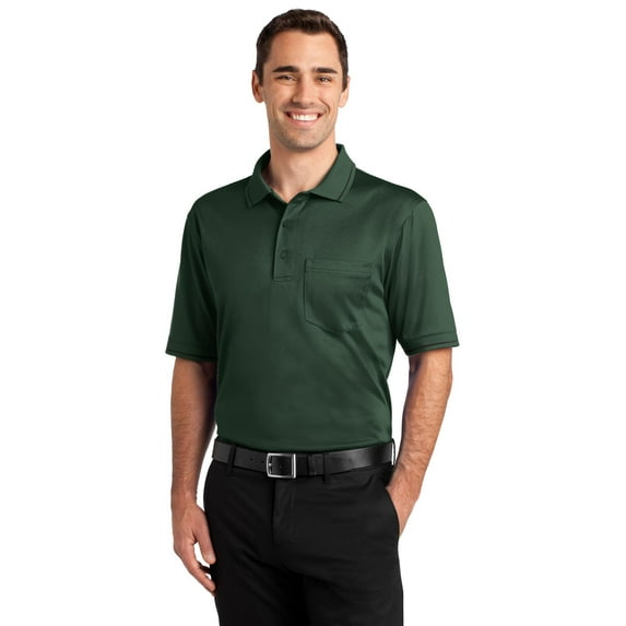 CornerStone Select Snag Proof Tipped Pocket Polo-XS (Dark Green/ Black)