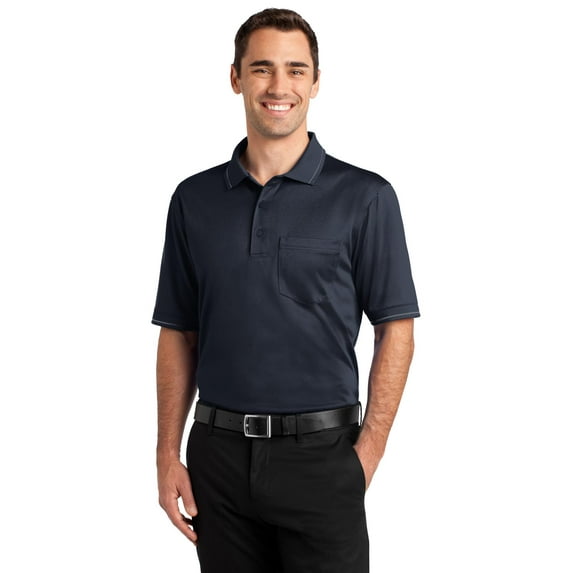 CornerStone Select Snag Proof Tipped Pocket Polo-XS (Dark Navy/ Smoke Grey)