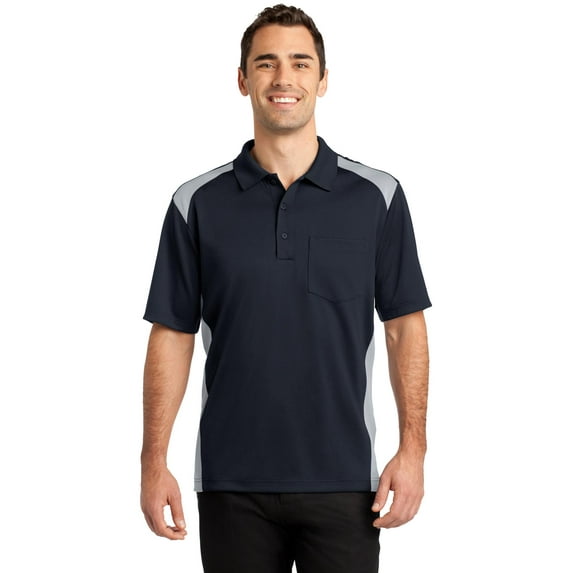 CornerStone Select Snag Proof Two Way Colorblock Pocket Polo-3XL (Dark Navy/ Light Grey)
