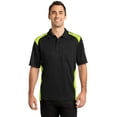 thumbnail image 1 of CornerStone Select Snag Proof Two Way Colorblock Pocket Polo-L (Black/ Shock Green), 1 of 6