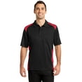 thumbnail image 1 of CornerStone Select Snag Proof Two Way Colorblock Pocket Polo-M (Black/ Red), 1 of 6
