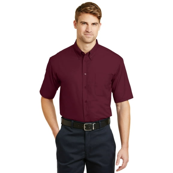 CornerStone Short Sleeve SuperPro Twill Shirt-L (Burgundy)