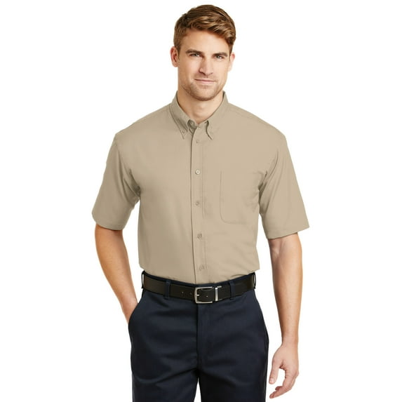 CornerStone Short Sleeve SuperPro Twill Shirt-S (Stone)