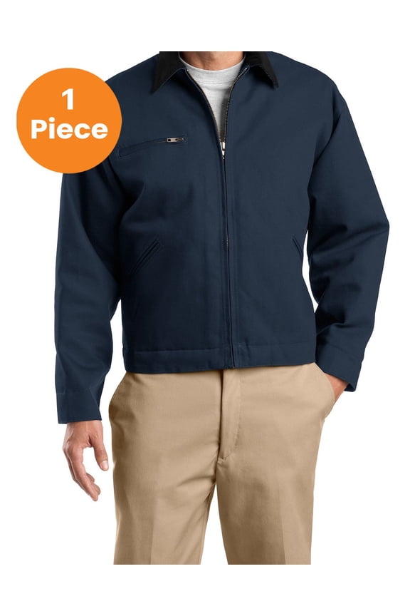 TLJ763 Tall Duck Cloth Work Jacket, Navy/ Black, 4XLT, Big and Tall Work Outerwear