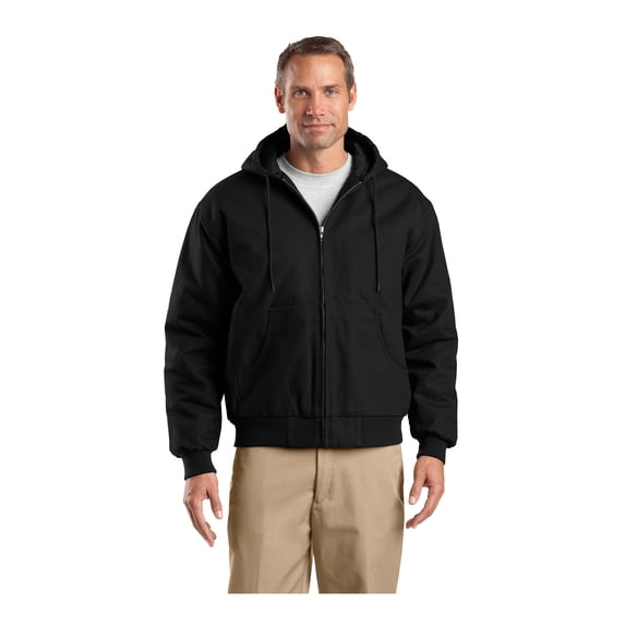 CornerStone Unisex Tall Duck Cloth Hooded Work Jacket | Zip Up Outerwear for Men & Women with Insulated Hood & Hand Pockets