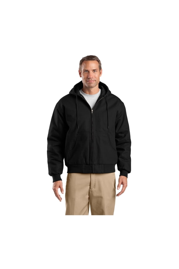 Unisex Tall Duck Cloth Hooded Work Jacket | Zip Up Outerwear for Men & Women with Insulated Hood & Hand Pockets