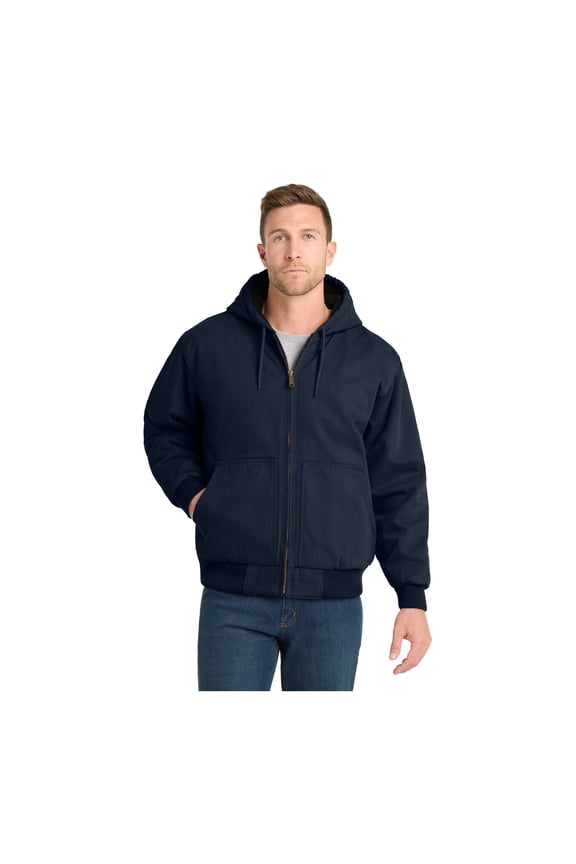 Unisex Washed Duck Cloth Insulated Hooded Work Jacket | Warm Casual Work Hoodie for Men & Women, Adjustable Hood