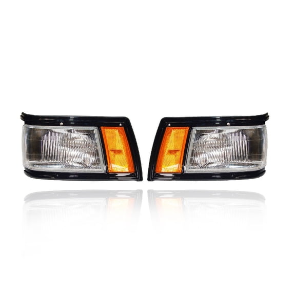 Cornering Light Assembly - Compatible/Replacement for '85-86 Nissan Maxima SE - Black Trim - Pair, Left Driver + Right Passenger Set - 2611015E10, 2611515E10 - OEM