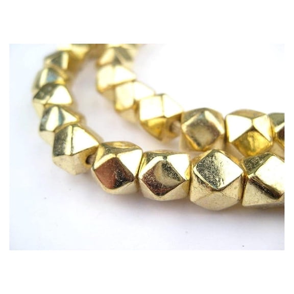 Cornerless Cube Beads - Full Strand of Faceted Ethnic Metal Spacers (9mm, )