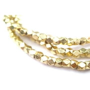 Cornerless Cube Beads - Full Strand of Faceted Ethnic Metal Spacers - The Bead Chest (3mm, Gold)