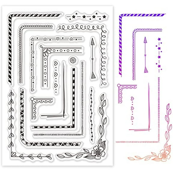 Corners Types Silicone Clear Stamps Lace Line Transparent Stamps for Festival Birthday Valentine's Day Cards Making DIY Scrapbooking Photo Album Decoration Paper Craft