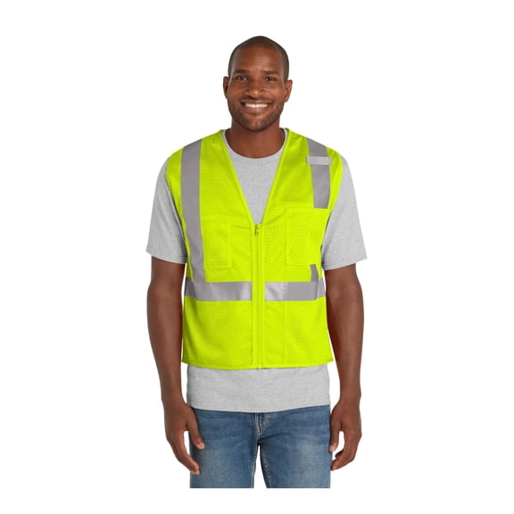 CornerStone ANSI 107 Class 2 Mesh Zippered Vest | High Visibility Safety Gear for Men & Women, Reflective Outerwear for Construction, Roadside & Utility Work