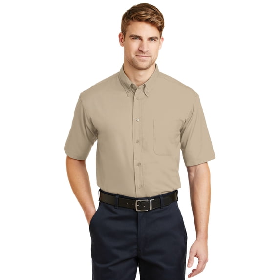 Cornerstone Adult Male Men Plain Short Sleeves Shirt Stone 4X-Large