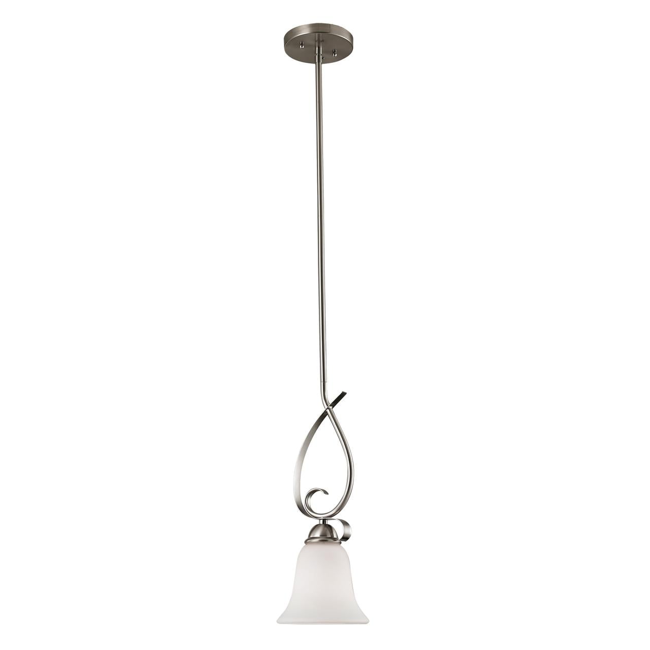 Brighton Brushed Nickel Mini Pendant with White Glass Shade