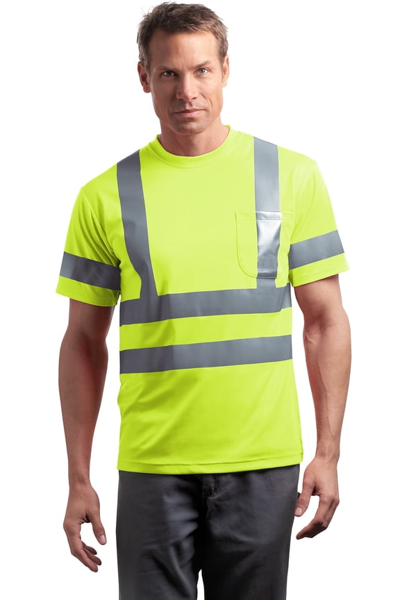 CS408 ANSI Class 3 S-Sleeve Snag-Resistant T-Shirt, Safety Yellow, Small