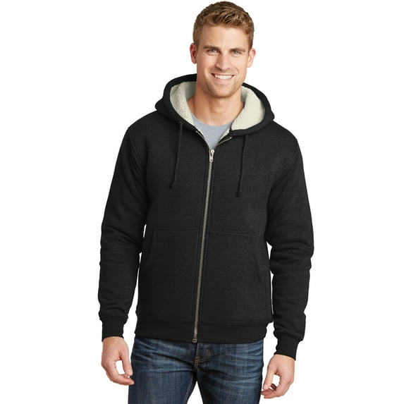 Cornerstone CS625 Heavyweight Sherpa Lined Hooded Fleece Jacket, Black - 6XL