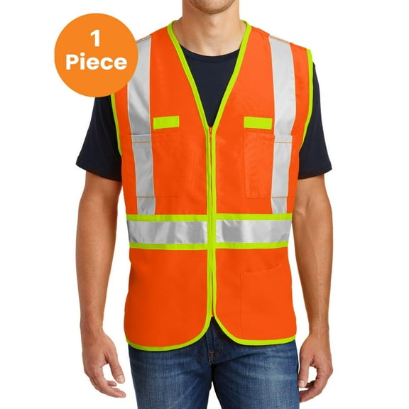 Cornerstone CSV407 ANSI Class 2 Dual-Color Safety Vest, Safety Orange/Safety Yellow, S, Mens Work Clothing