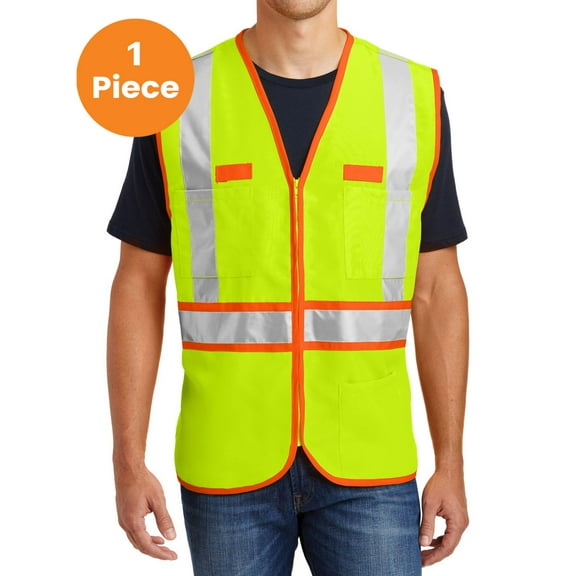 Cornerstone CSV407 ANSI Class 2 Dual-Color Safety Vest, Safety Yellow/Safety Orange, M, Mens Work Clothing