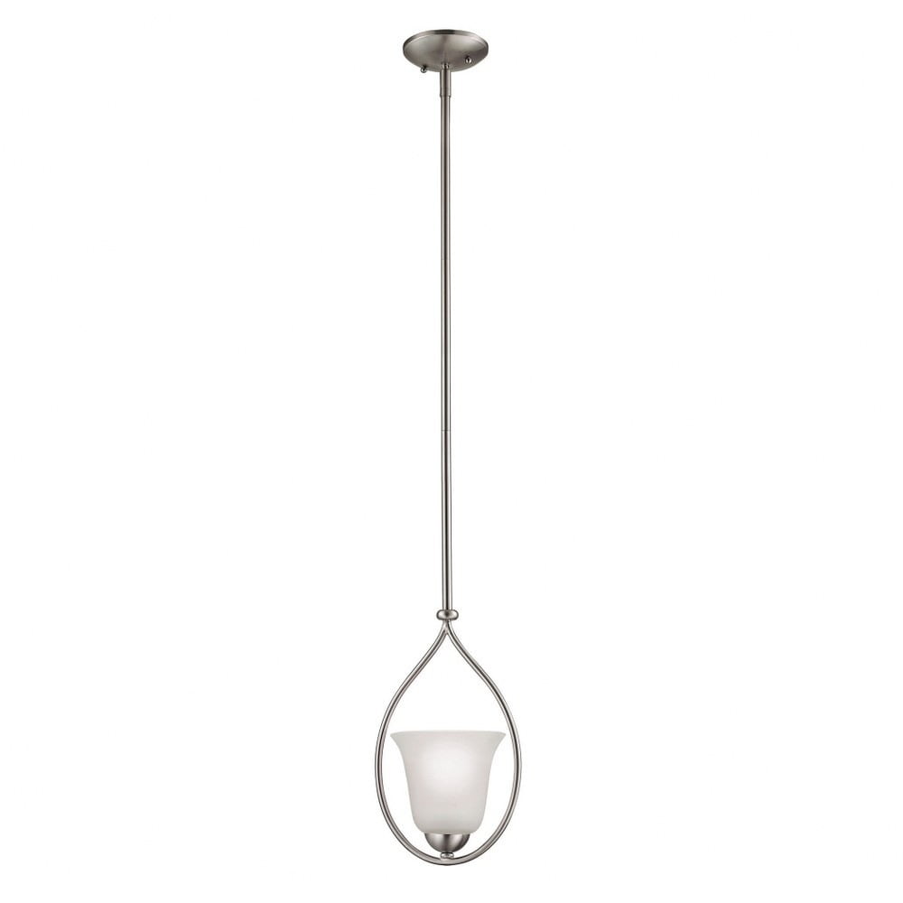 Conway Brushed Nickel Mini Pendant with White Glass Shade