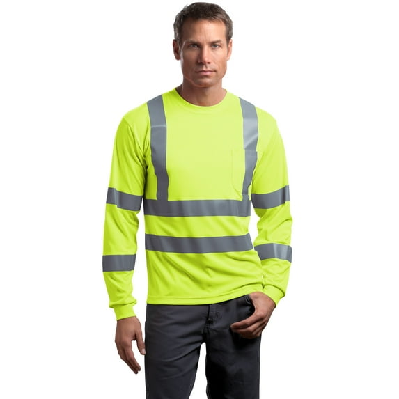 CornerStone Men's ANSI 107 Class 3 Long Sleeve Snag-Resistant Reflective T-Shirt. CS409