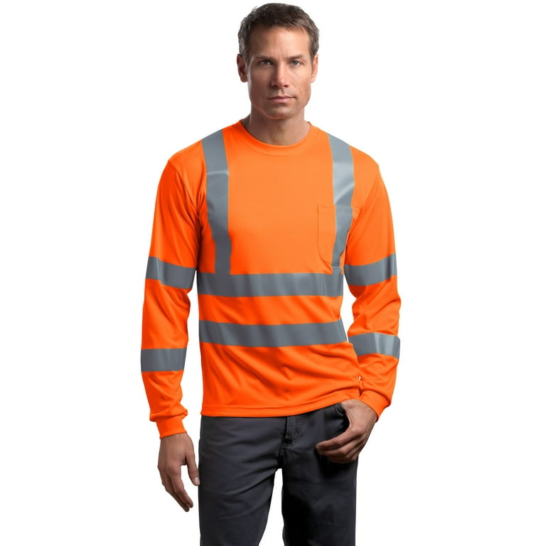 CornerStone CS409 Type R Class 3 Long Sleeve Safety T Shirt Safety Orange 4XL Walmart
