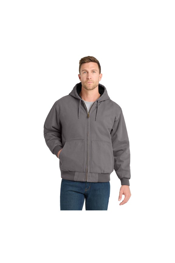 Unisex Washed Duck Cloth Insulated Hooded Work Jacket | Warm Casual Work Hoodie for Men & Women, Adjustable Hood