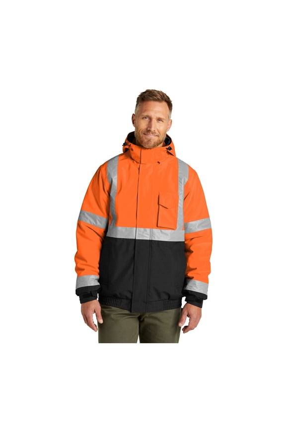 Unisex ANSI 107 Class 3 Economy Waterproof Insulated Bomber Jacket | High Vis Winter Coat for Men & Women